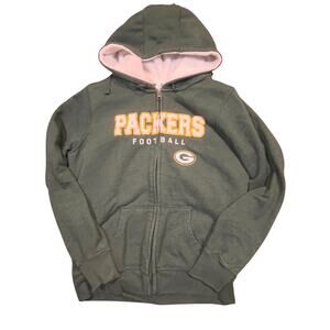 Green Bay Packers Womens Medium Full Zip Hoodie Green NFL Football Fleece Jacket